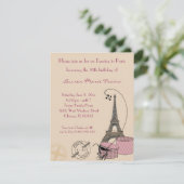 Ein Abend in Paris - Rosa Party Einladung (Stehend Vorderseite)