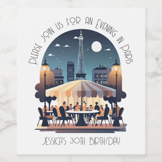 Ein Abend in Paris Weinetikett (Einzelnes Label)