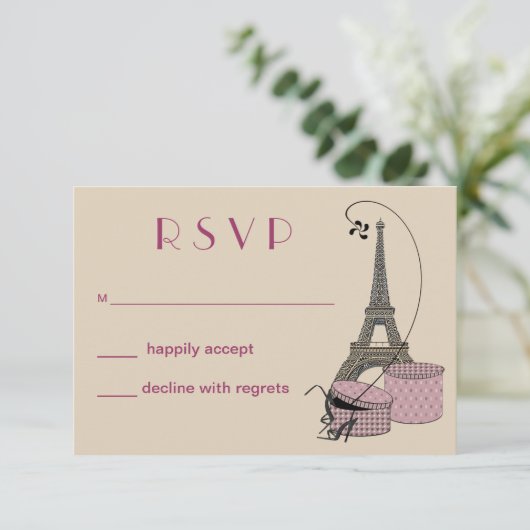Ein Abend mit der Party Response Card in Paris RSVP Karte (Stehend Vorderseite)