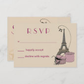 Ein Abend mit der Party Response Card in Paris RSVP Karte (Vorne/Hinten)