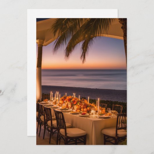 Ein Abend mit tropischen Erntedank Einladung (Vorne/Hinten)