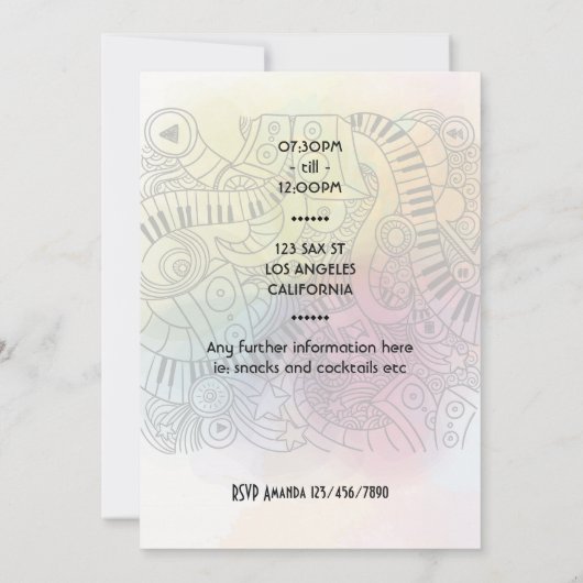 Ein Abend von Jazz jeder Party Einladung (Rückseite)