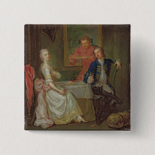 Ein Abendessen-Gespräch (ein Mann und eine Frau, Button