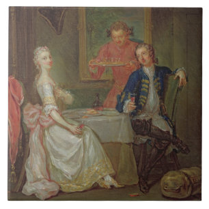 Ein Abendessen-Gespräch (ein Mann und eine Frau, Fliese