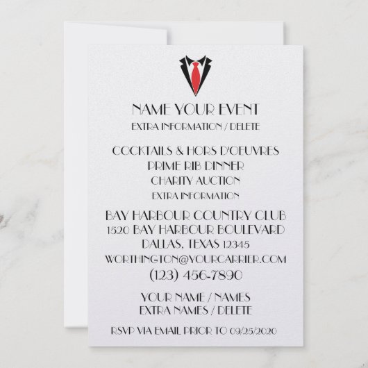 Ein Abendessen in Roter Krawatte Einladung (Rückseite)