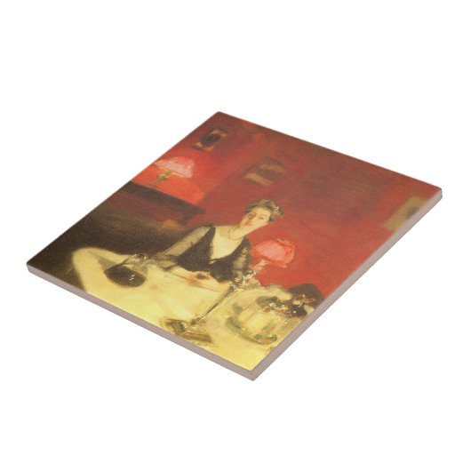 Ein Abendtisch am Abend von John Singer Sargent Fliese (Seite)