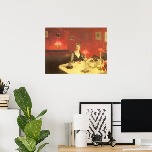 Ein Abendtisch am Abend von John Singer Sargent Poster (Heimbüro)