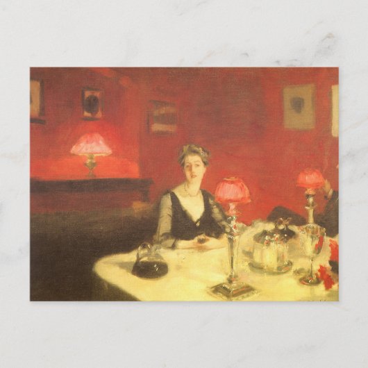 Ein Abendtisch am Abend von John Singer Sargent Postkarte (Vorderseite)