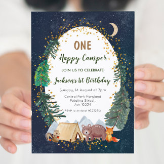 Ein Abenteuercamper zum ersten Geburtstag Einladun Einladung