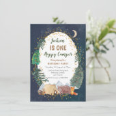 Ein Abenteuercamper zum ersten Geburtstag Einladun Einladung (Stehend Vorderseite)
