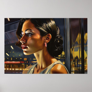 Ein abschüssiges Miami-Nachtposter Poster