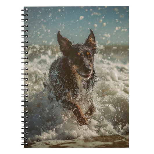 Ein abspielbares Dog Ocean Waves Notebook Notizblock (Vorderseite)
