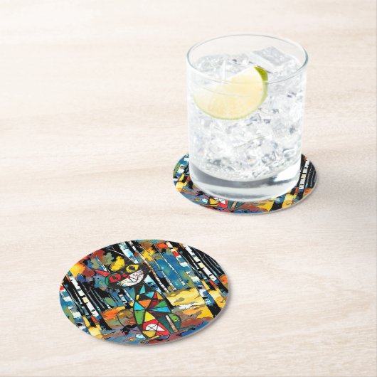 Ein Abstrakter Kinda-Tag Runder Pappuntersetzer (Vor Ort)