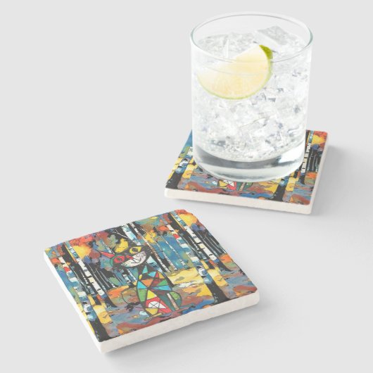 Ein Abstrakter Kinda-Tag Steinuntersetzer (Seitenansicht)