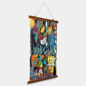 Ein Abstrakter Kinda-Tag Wandteppich Mit Holzrahmen (Gewinkelt)