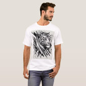 Ein abstrakter Tigerprint mit geometrischen Formen T-Shirt (Vorne ganz)