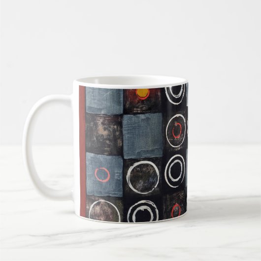 ein abstraktes Bild; ein Raster mit eingestanzten  Kaffeetasse (Links)
