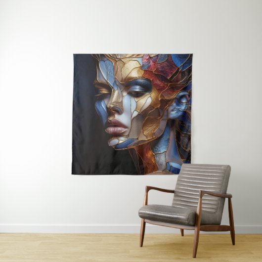 Ein Abstraktes Frauengesicht 1 - festes Glas Wandteppich (Beispiel)