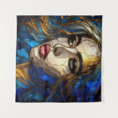 Ein Abstraktes Frauengesicht 2 - verkettetes Glas Wandteppich (Vorderseite (Horizontal))