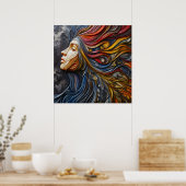 Ein Abstraktes Frauenportrait mit Arroganz Poster (Küche)