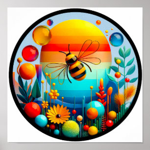 Ein abstraktes Plakat mit modernen Naturthemen