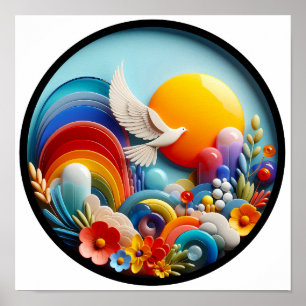 Ein abstraktes Plakat mit modernen Naturthemen