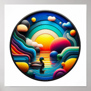 Ein abstraktes Plakat mit modernen Naturthemen