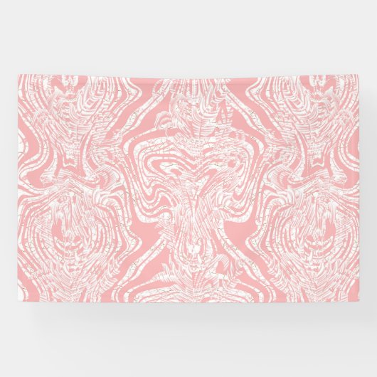 ein abstraktes, rosa und weißes Design auf weißem Banner (Horizontal)