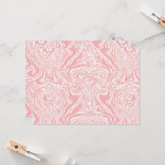 ein abstraktes, rosa und weißes Design auf weißem Einladung (Vorderseite/Rückseite Beispiel)