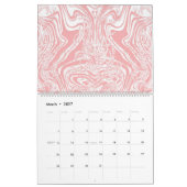 ein abstraktes, rosa und weißes Design auf weißem  Kalender (Mär 2027)