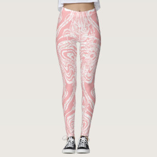 ein abstraktes, rosa und weißes Design auf weißem  Leggings