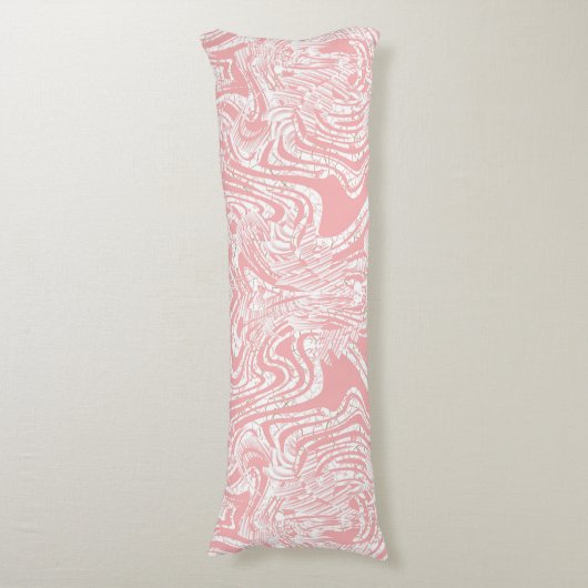 ein abstraktes, rosa und weißes Design auf weißem Seitenschläferkissen (Vorderseite Vertikal)