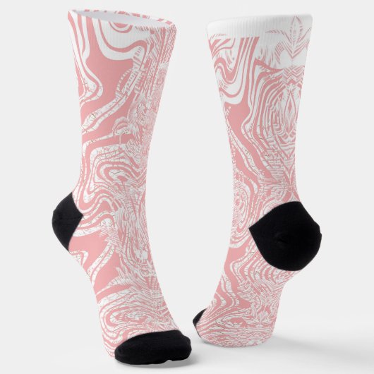 ein abstraktes, rosa und weißes Design auf weißem  Socken (Gewinkelt)