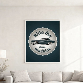 Ein Abzeichen styled Grafik mit Vintage Auto innen Poster