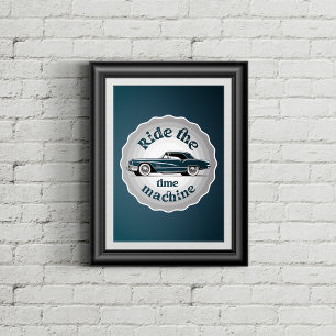 Ein Abzeichen styled Grafik mit Vintage Auto innen Poster