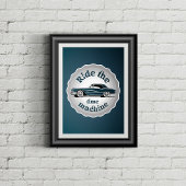Ein abzeichenförmiges Grafik mit einem Oldtimer da Poster