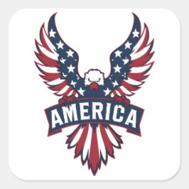 Ein Adler in den Farben der amerikanischen Flagge. Quadratischer Aufkleber