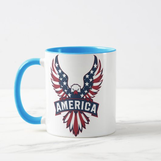 Ein Adler in den Farben der amerikanischen Flagge. Tasse (Links)