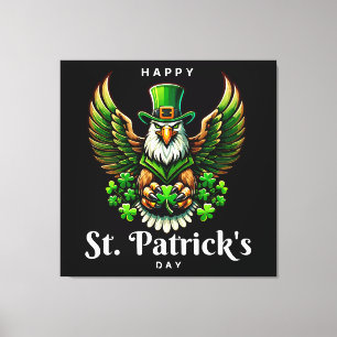 ein Adler mit grüner Leprechaun-Mütze Leinwanddruck