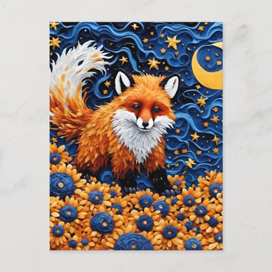 Ein Adorable Red Fox in der Blueberry Galaxy Postkarte (Vorderseite)