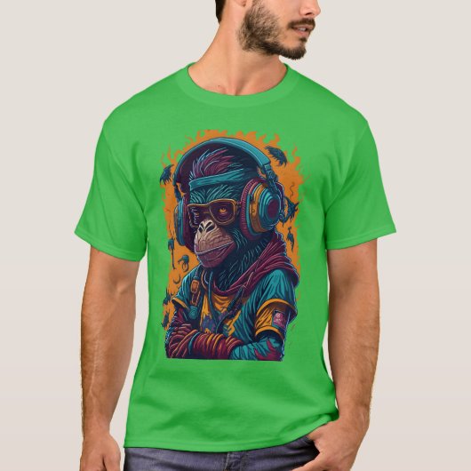 Ein Affe Rapper retro T-Shirt (Vorderseite)