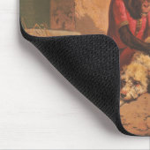 Ein Affe und ein Hund mit einem großen Tambourin Mousepad (Ecke)