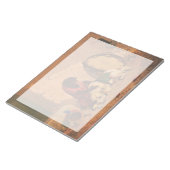 Ein Affe und ein Hund mit einem großen Tambourin Notizblock (angewinkelt)