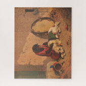 Ein Affe und ein Hund mit einem großen Tambourin Puzzle (Vertikal)