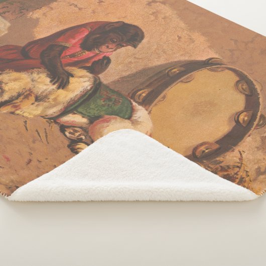 Ein Affe und ein Hund mit einem großen Tambourin Sherpadecke (3/4)