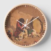 Ein Affe und ein Hund mit einem großen Tambourin Uhr (Vorderseite)