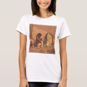 Ein Affe und ein Hund mit einer großen Tambourine T-Shirt