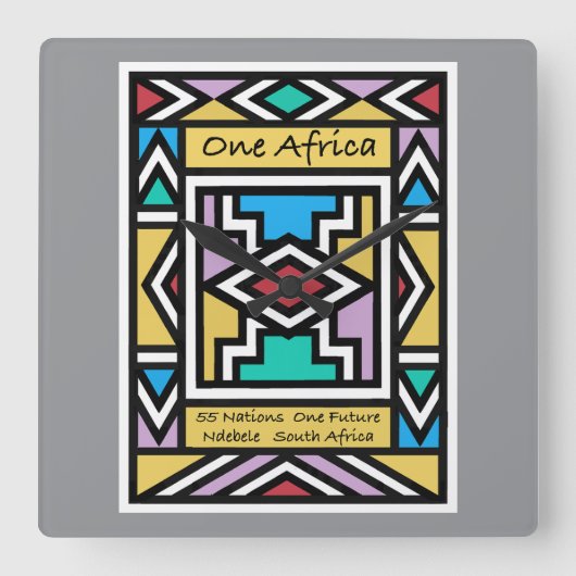 Ein Afrika – Ndebele – Südafrika & Simbabwe - Quadratische Wanduhr (Vorderseite)