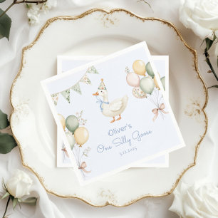 Ein Alberner Gänseballon Junge 1. Geburtstag Serviette