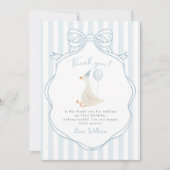 Ein Alberner Gänseblauer Bogen zum ersten Geburtst Dankeskarte (Vorderseite)